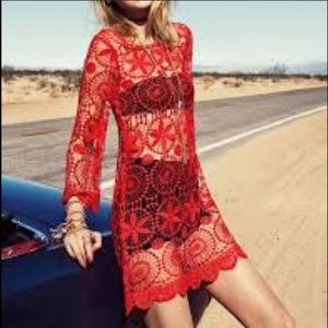 H&M Coachella collection red crochet dress